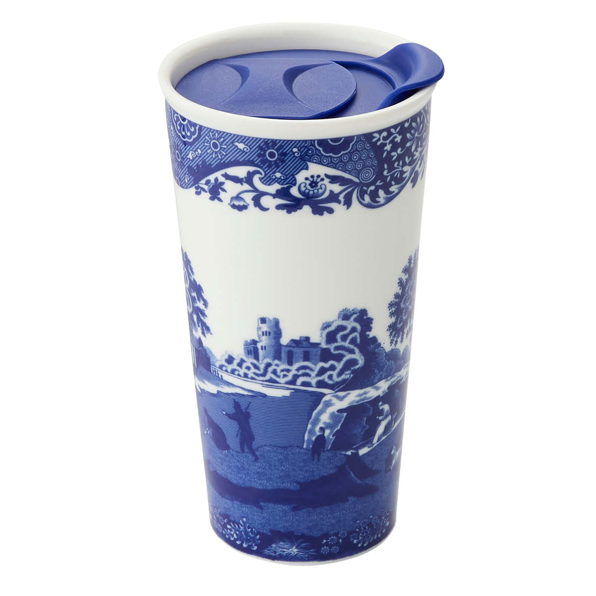 blue italian travel mug